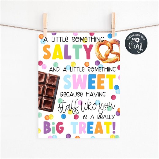 Salty & Sweet Appreciation Sign Template, Printable Teacher Staff Thank You Sign, Editable Snack Bar Sign, Instant Download - Etsy