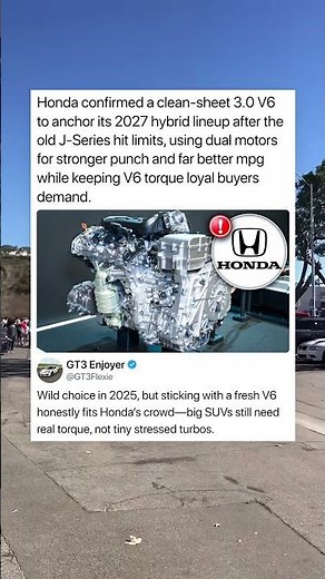 Honda confirmed a clean-sheet 3.0 V6 to anchor its 2027 hybrid lineup