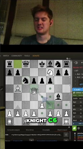 Chess Knight F7 Trap: Winning with Queen D5! #shorts
