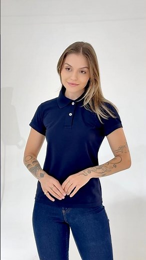 Camisa Polo Feminina Cor- Azul Marinho - Uniblu #fashion #fashionstyle #moda