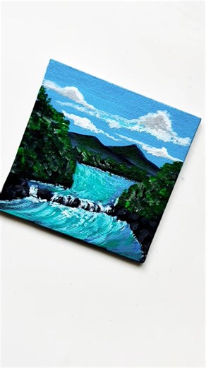 Acrylic land scape painting for beginners