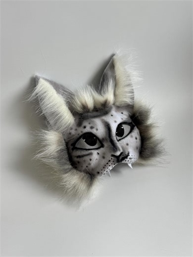 Soft Fluffy Cat Mask With Bangs | White Gray Handmade Therian Cosplay | Cute Quadrobics Mask Gift for Teen | Therian Mask by Fursuitfrenzyua - Etsy
