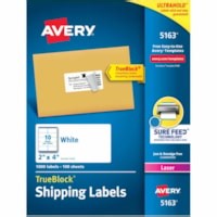 Avery TrueBlock Address Label - 2" Height x 4" Width - Permanent Adhesive - Rectangle - Laser - Matte - White - Paper - 10 / Sheet - 100 Total Sheets - 1000 Total Label - 1000 / Box | Grand & Toy