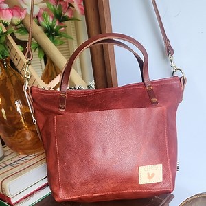 Meanwhile Back On The Farm Ruby Red Small Tote Crossbody