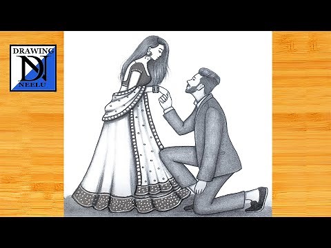 How to draw a Cute Couple Propose || Pencil sketch for beginner || Couple drawing || Drawing sketch