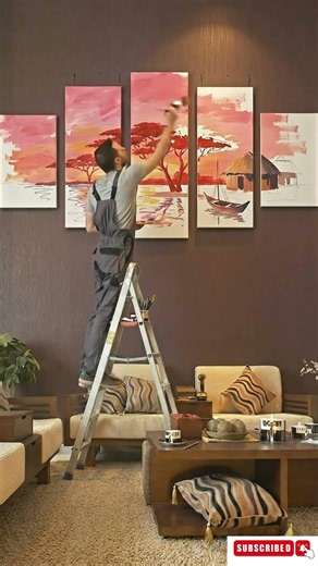 Watch This African Sunset Wall Art Come to Life 🎨 | Satisfying Canvas Painting Timelapse