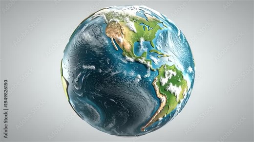 Seamless 3D globe rotation around itself with transparent background, ideal for broadcast, news, and global business visuals.