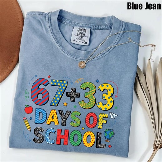 Math Problem 100 Days of School, Teacher Appreciation, Retro Graphic Garment Dyed Tee - Etsy
