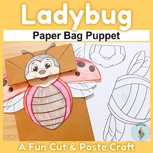 Ladybug Paper Bag Puppet Craft Preschool Bugs and Insects Cut and Paste Activity