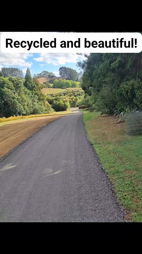 Another Recycled Asphalt driveway being laid! This side of our business ranges from forestry roads to rural driveways and we can't get enough of it! If your thinking of improving your old washed out gravel driveway, fixing that farm race or need a haul road that won't wash out in the first down pour call us! #digit #moveit #recycleit #agit #workhardplayhard #driveways #rural #forestry #tractor #truck | Vernon Developments