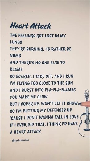 Heart Attack Song Lyrics ❤️ #song #shorts #lyrics