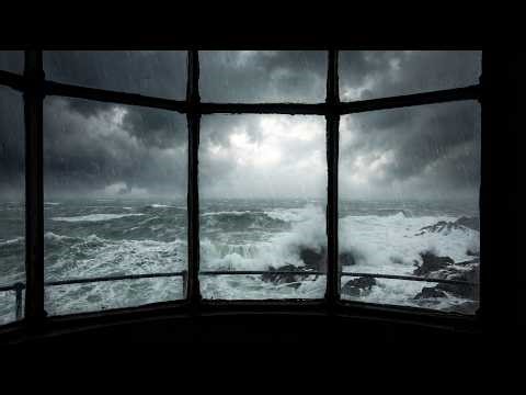 You’re safe inside… 🌧️ Lighthouse storm, rain & massive ocean waves (2 hours)