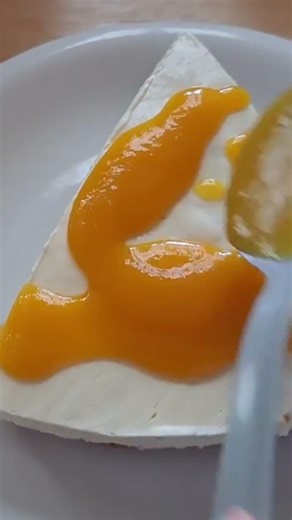 ASMR No Bake Mango Cheesecake eating sounds #youtubeshorts #shorts