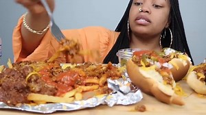 HOMEMADE CHILI CHEESE FRIES AND BACON WRAPPED CHILI CHEESE DOG MUKBANG!!!! | Mukbang & Eating show