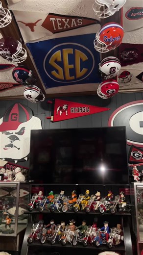 Georgia Bulldogs Man Cave Display: Helmets and Pennants