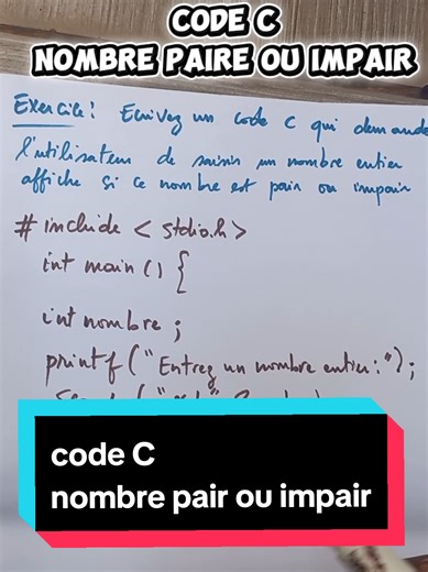 Écrire un code C pour vérifier si un nombre est pair ou impair
