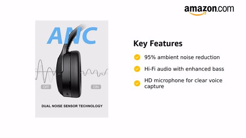 RUNOLIM Hybrid Active Noise Cancelling Headphones, Wireless Over Ear Bluetooth Headphones with Microphone, 70H Playtime, Foldable Headphone with HiFi Audio, Deep Bass for Home Travel Office