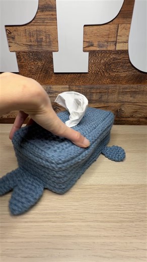 Whale hello there 🐋🧻💙 This handmade crochet whale tissue box cover makes a big splash with cozy charm and ocean vibes 🧶✨ #crochetwhale #whaletissuebox #tissueboxcover #handmadecrochet #ppcknits