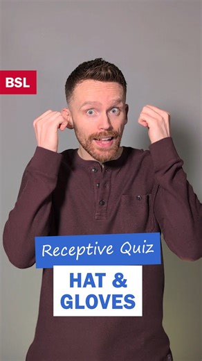 BSL Receptive Quiz: Hat and Gloves. Can you understand all 5 of these sentences? Let us know how you get on. This receptive quiz includes a sign for a famous brand name - did you spot it? In formal situations, you should fingerspell brand names as they are proper nouns. The sign we used in this clip is linked with part of the logo. We'll transcribe the sentences in the comments below. #BSL #BritishSignLanguage | Commanding Hands