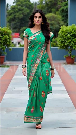 Two Beautiful Models in Green & Blue Saree | Elegant Indian Ramp Walk 💚💙