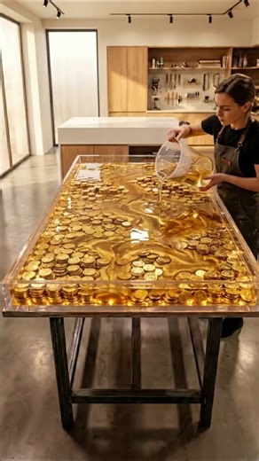This Gold Coin Epoxy Table Looks Worth Millions
