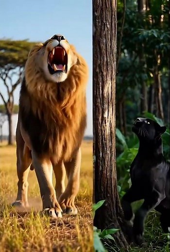 Lion vs Black Panther 🦁🐆 | Strength vs Stealth – Who Would Win ?