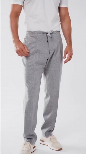 Light grey flannel Alassio with pleat trousers by Pini Parma
