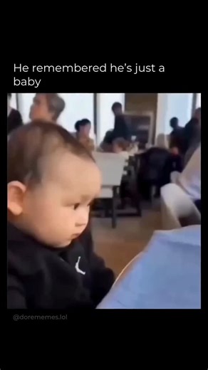 dorememes on Instagram: "Instagram showcases a 11-second video of a baby in a restaurant high chair cycling between a stern, adult-like gaze and exuberant smiles while waving hands, humorously captioned to suggest a fleeting maturity, which has garnered 15,000+ likes since December 13, 2025. Posted by , an account with over 1 million followers dedicated to sharing uncontextualized clips of quirky human behaviors, this fits their viral formula of everyday absurdities that resonate universally. Su