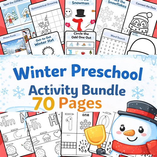 Winter Activities for Kids Printable | 70-page Winter Worksheet Bundle (ages 3–6) - Etsy