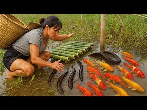 Today I made a FISH TRAP from BAMBOO tubes, a FISH TRAP from eggs