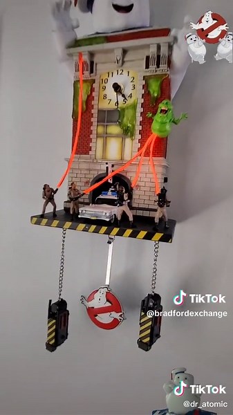 Sound on! Well, there's something you don't see every day. Such a fun video, @TEJ . Find out more about our Ghostbusters Wall Clock Lights Up And Plays Sounds Each Hour in our Linktree. #cuckooclock #wallclock #ghostbusters #ghostbustersfans #geektok #whoyougonnacall #staypuftmarshmellowman #slimer