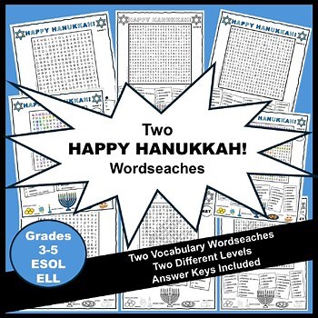 Two Happy Hanukkah! Wordsearches/2 Different Levels