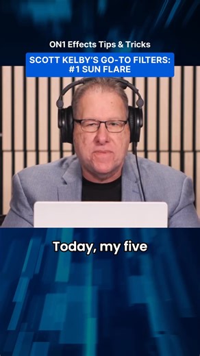 2.8K views · 20 reactions | Scott shares one of his favorite tools in ON1 Effects—the Sun Flare filter!  It’s a quick way to add warmth, light, and that cinematic glow to your photos.    Tune into #OneON1 with Scott Kelby each month for more cool ON1 and photography tips and tricks.  @ON1photo #PhotographyTips #ON1Editing #SunFlare | KelbyOne | Facebook