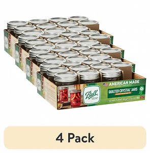 (4 pack) Ball 8 oz Mason Jars, Regular Mouth Quilted Canning Jars with Lids and Rings, 12-Pack Small Glass Jars for Home Canning and Preserving