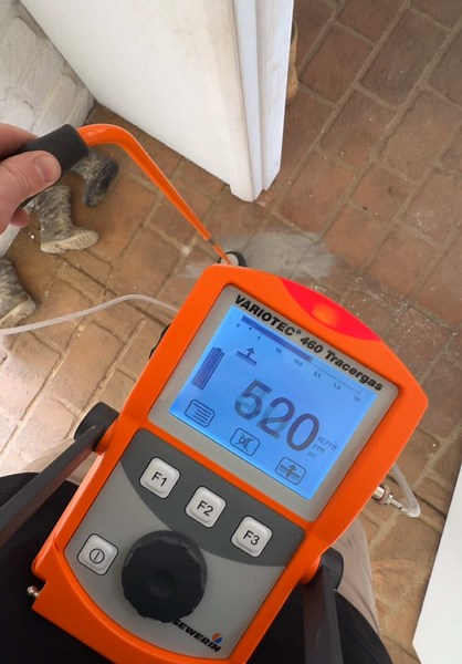 Using tracer gas technology to detect the location of a burst water line under a concrete slab. 🎯 #leakdetection #specialist #plumbing #plumber