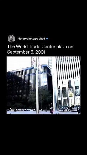 History Photographed on Instagram: "On September 6, 2001, the World Trade Center’s Austin J. Tobin Plaza was a busy public space surrounded by the Twin Towers and other WTC buildings.⁠ ⁠ At its center stood The Sphere by Fritz Koenig, along with other sculptures like Ideogram and Cloud Fortress.⁠ ⁠ The 5-acre granite and marble plaza served as a gathering hub for workers, tourists, and shoppers moving through the complex.⁠ ⁠ Just five days later, the plaza would be destroyed in the September 11