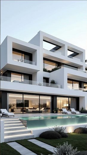 Luxury White Villa – Modern Architecture, Pool Design & Tropical Elegance 🏊‍♂️✨ #home