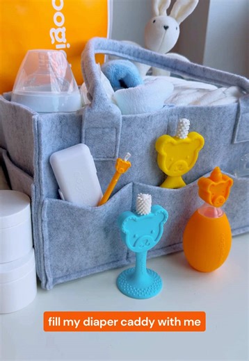 diaper caddy essentials 🧡 #oogiebear #babycare #diapercaddy