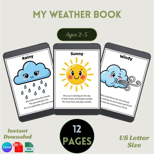 Weather Book for Kids | Preschool Science Activity Printable (digital Download) - Etsy