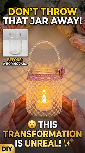Don't Throw Empty Jars! | How to make a Easy Aesthetic Pearl Lantern DIY ✨#diy #diycrafts #shorts