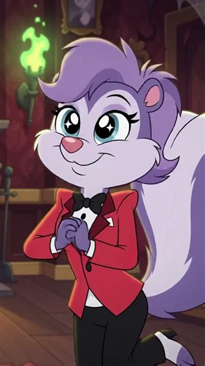 Fifi La fume and Furball dressed up as Charlie and Vaggie #tinytoonadventures