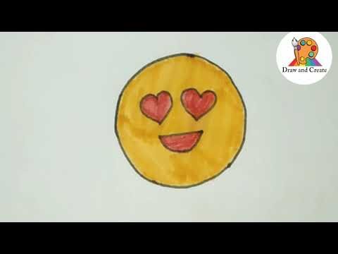 How to draw easy Heart face emoji drawing|Step by Step drawing|Emoji drawing|Trending Drawing