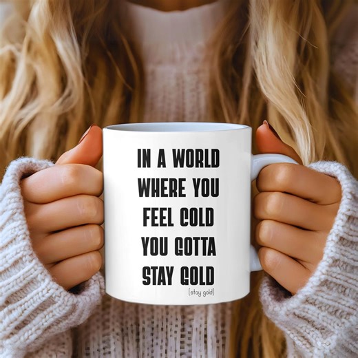 BTS Logo Mug | 11oz Ceramic K-pop Coffee Cup, Stay Gold Lyrics - Etsy