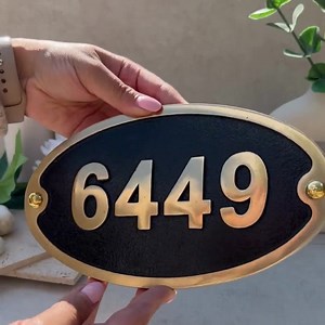 Oval House Number Sign by Themetalfoundry • Personalized Brass or Aluminium House Address Plaque • Custom House Door Number Plate - Etsy