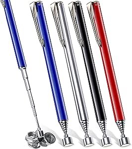 Patelai 4 Pieces Telescoping Magnetic Pick up Tool Grabbers Reacher Tools with Pocket Clip 25 Inch Telescopic Retrieving Magnet Gift for Man, Father, Mechanic, Handyman, Husband (Multicolor)