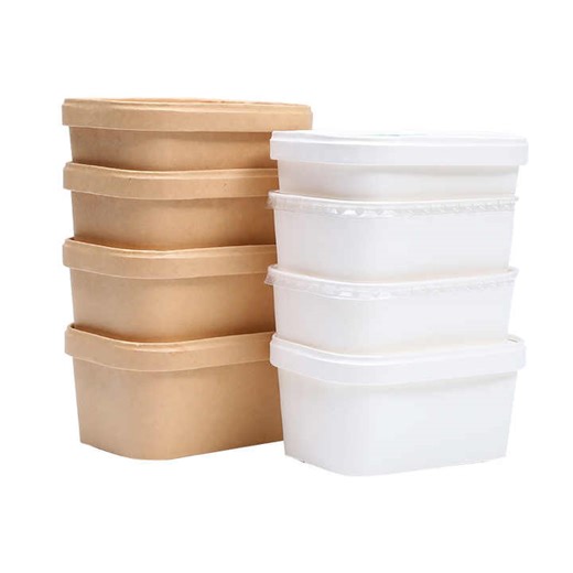Restaurant Fast Food Packaging Box Kraft Paper Food Container Rectangular Paper Salad Bowl Takeaway Food Box