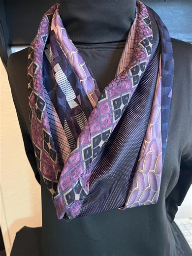 Royal Purple & Diamonds on Black 100% Silk Infinity Scarf - Etsy