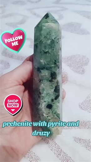 This is a bigger beautiful prehenite tower. absolutely stunning shade of green with beautiful inclusions. 45$ plus shipping she's beautiful #prehenite #crystalsforsaleusa #crystalsforsale #crystals