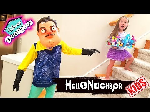 Hello Neighbor Kid in Real Life! Disney Doorables Toy Scavenger Hunt!!