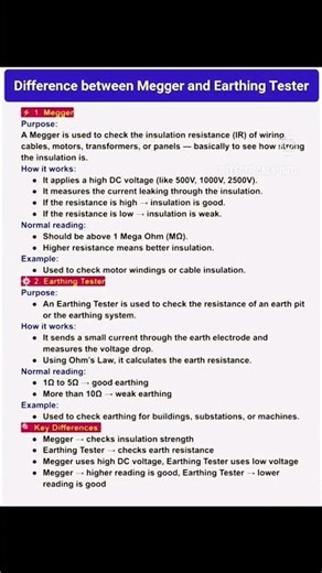 Difference between Megger and Earthing tester #industrialelectrician #electricalengineering
